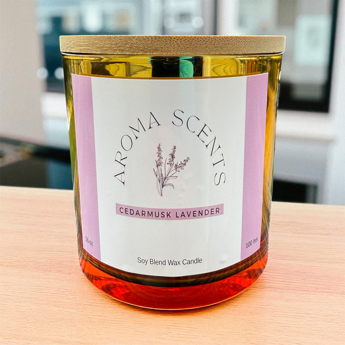Cedar Musk Lavender Soy Blend Wax Candle 16 oz