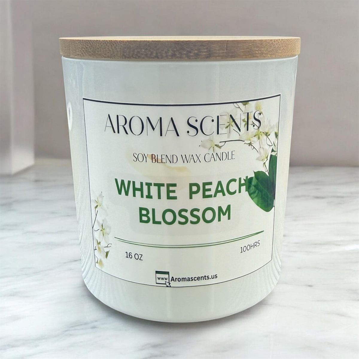 White Peach Blossom 16 oz Scented Candle